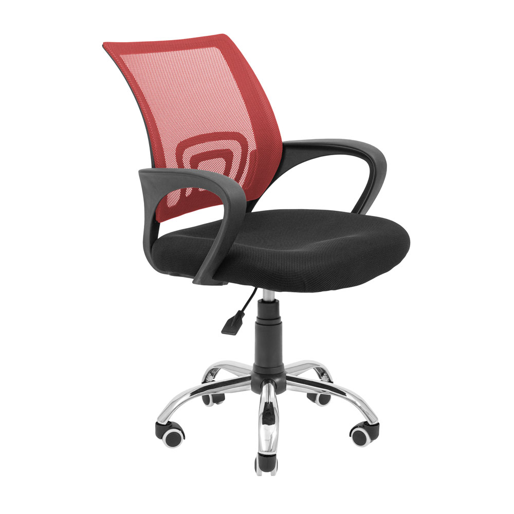 Spider U armchair Chrome trim Piastra mechanism Black / Red mesh upholstery