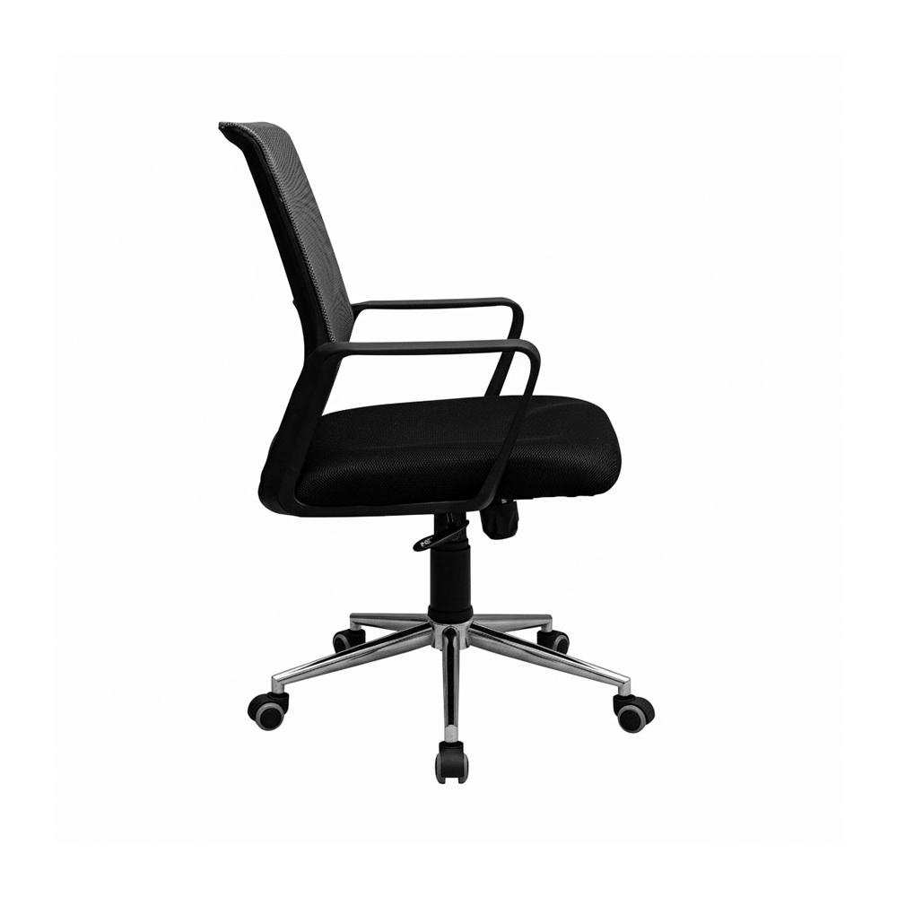 Крісло Фрайдей Хром М-1 Сітка Сіра (Прогумовані Колеса) (6)