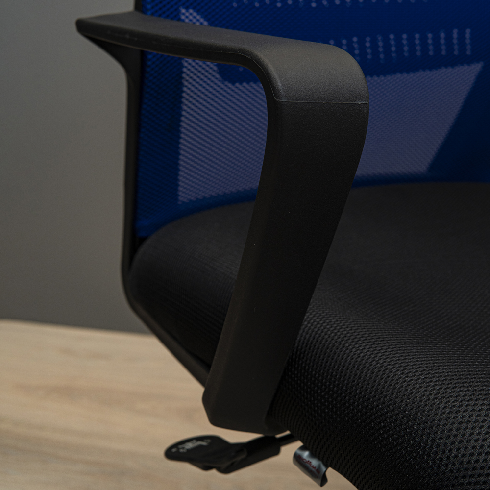 Крісло Фрайдей Хром М-1 Сітка Синя (Прогумовані Колеса) (11)