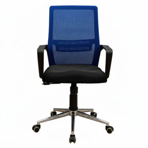 Крісло Фрайдей – комплектація Хром – механізм М-1 (Tilt) – оббивка Сітка чорна + синя фото
