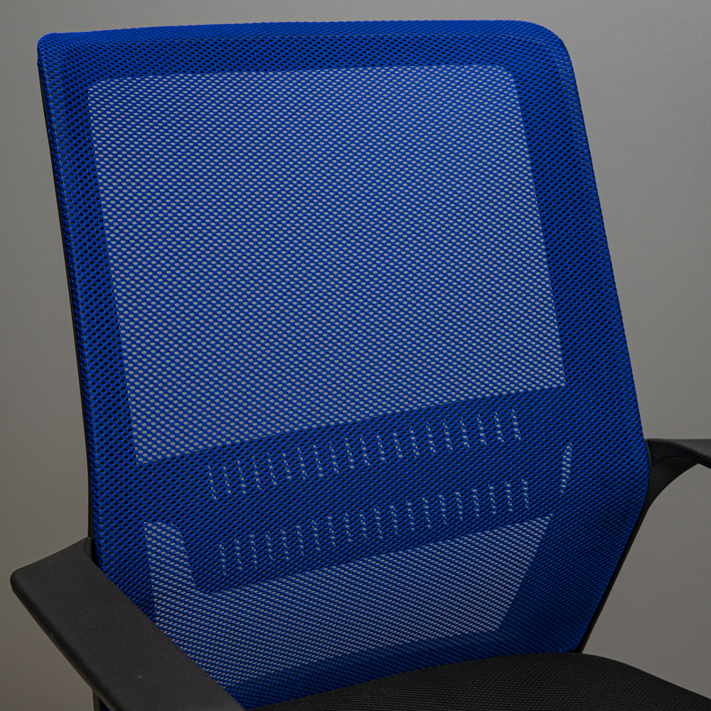 Крісло Фрайдей Хром М-1 Сітка Синя (Прогумовані Колеса) (9)